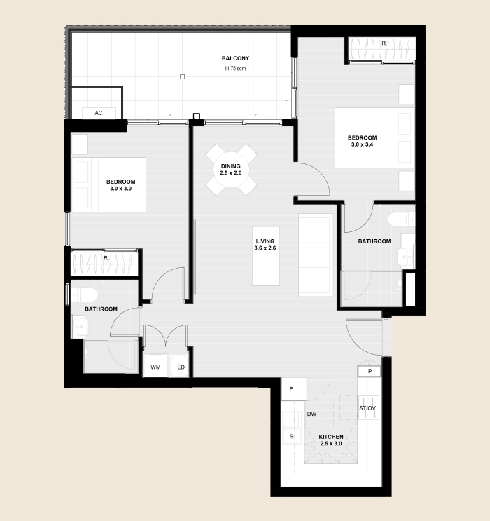 Centro Apartments Floorplan type 1