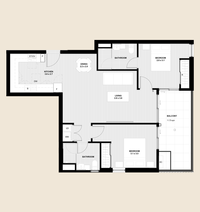 Centro Apartments Floorplan type 7